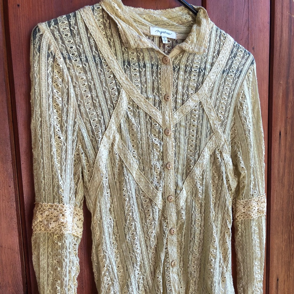 ModCloth| Lace Button Up Shirt - Picture 3 of 5